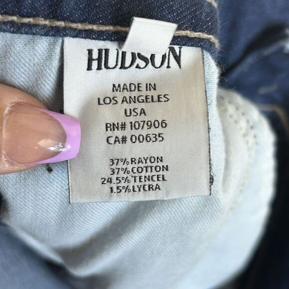 Hudson Signature Mid-Rise Boot Cut Jeans Size 30 Dark Wash Flap Pocket USA Woman - Picture 9 of 10
